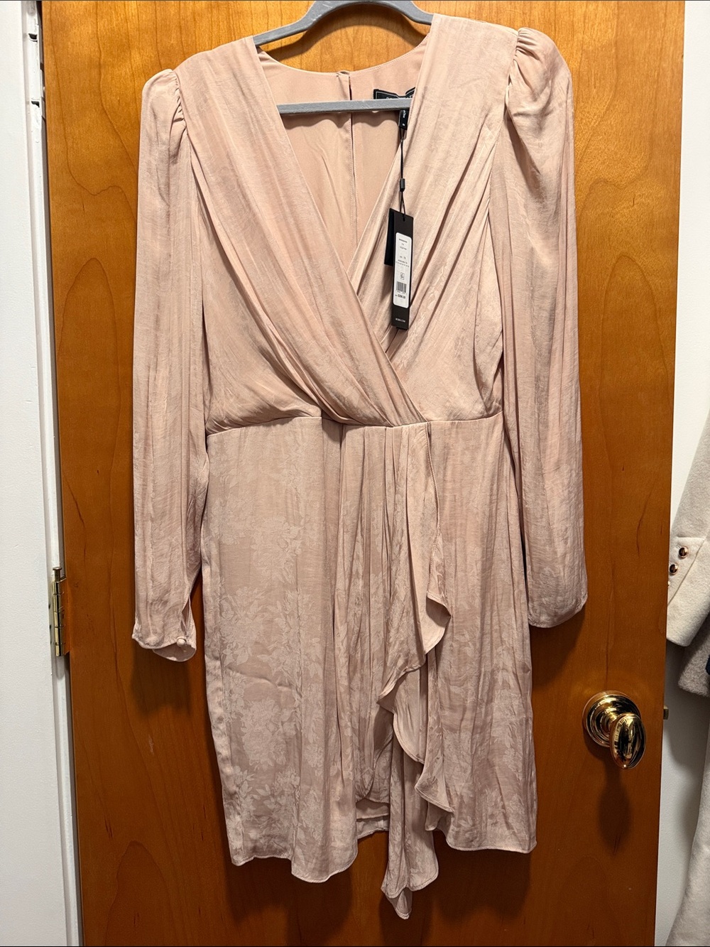 BCBGMaxAzria Blush Cream Draped Wrap Chemise